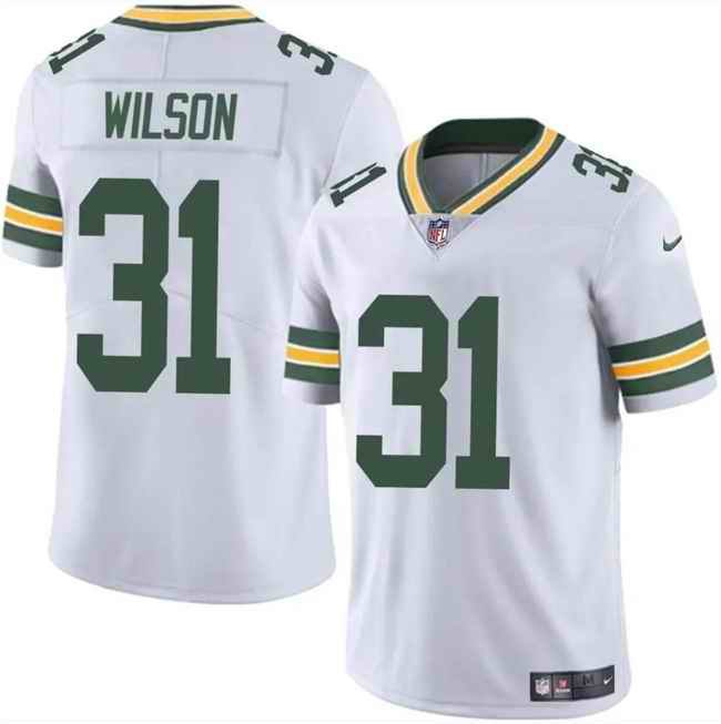 Men's Green Bay Packers #31 Emanuel Wilson White Vapor Limited Stitched Football Jersey